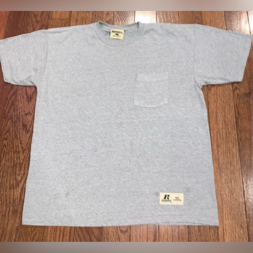 Russell Athletic Pro Cotton Grey Pocket Tee — L (made in‎ Honduras)